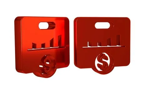 Red KPI - Key performance indicator icon isolated on transparent background. Illustrazione stock