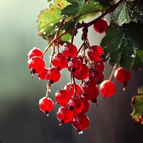 Red kurrant in the rain Stock Footage 304892888