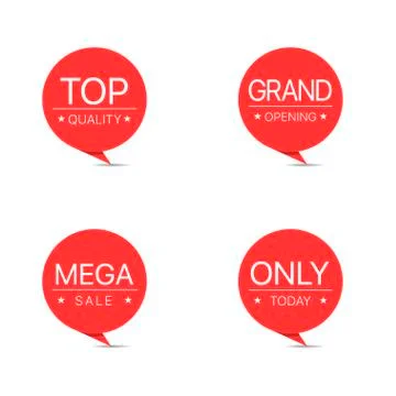 Red label icon set Stock Illustration