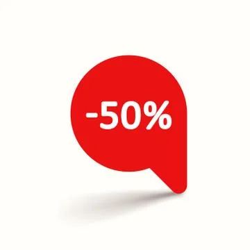 Red label tag with shadow on white Stock Illustration