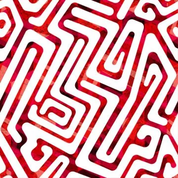 Red labyrinth seamless pattern Stock Illustration