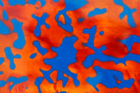 Red lacquer paint in blue lacquer Foto stock