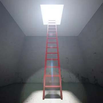 Red ladder to the exit the dark Stock-Illustration