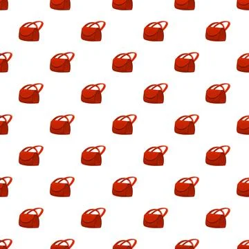 Red ladies handbag repeating pattern on white background Stock Illustration