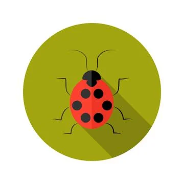Red Lady Bug flat icon Illustrazione stock