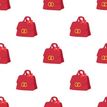 Red lady handbag pattern seamless vector 스톡 일러스트
