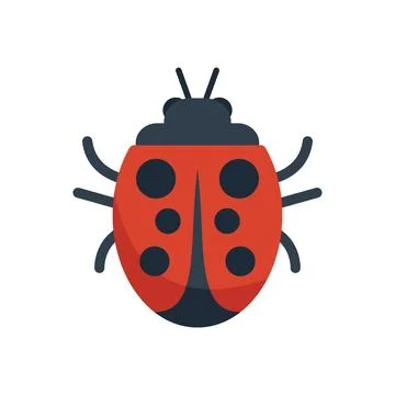Red ladybug insect spreading its wings on white background Stock Illustration