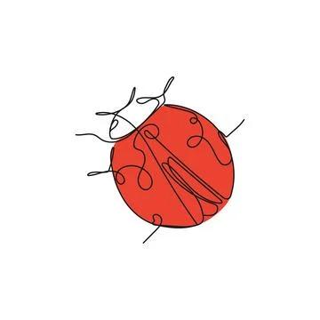 Red ladybug in one continuous line drawing. Stock Illustration
