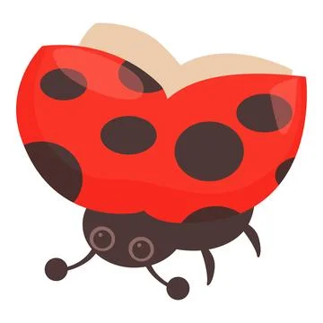 Red ladybug opening its shell flying in the air Stock Illustration