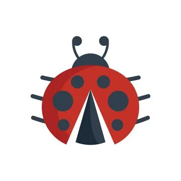 Red ladybug spreading its wings on white background Stock Illustration