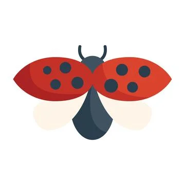 Red ladybug spreading wings to fly vector illustration Stock Illustration