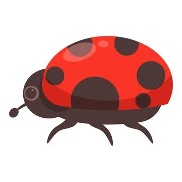 Red ladybug walking with black spots on shell Illustrazione stock