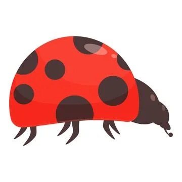 Red ladybug walking with black spots on its shell Stock Illustration