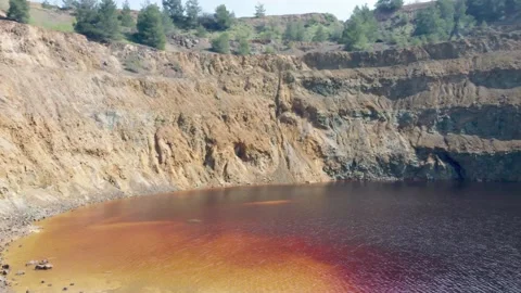 Red lake in Cyprus. Stock Footage 174761569