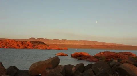 Red lake sunset Video stock 11237433