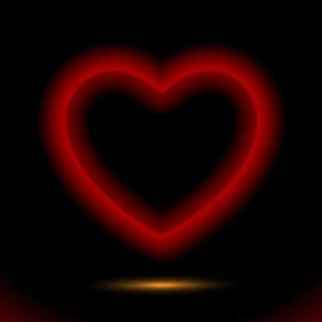 Red lamp heart, valentines button for presentation design on black background Stock Illustration