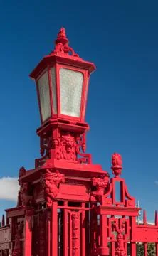 Red Lamp Post Foto stock