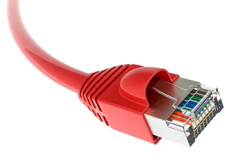 Red Lan Cable, 3D rendering Stock Illustration