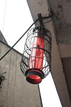 Red Lantern in Black Cage Stock Photos