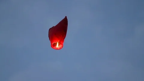 The red lantern flies into the sky Stock Footage 75073567
