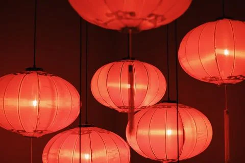Red lantern hanging lantern paper lantern lantern red festival celebration .. Stock Photos