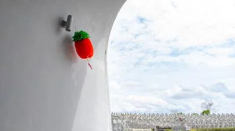 Red Lantern Hanging on the wall Stock Photos