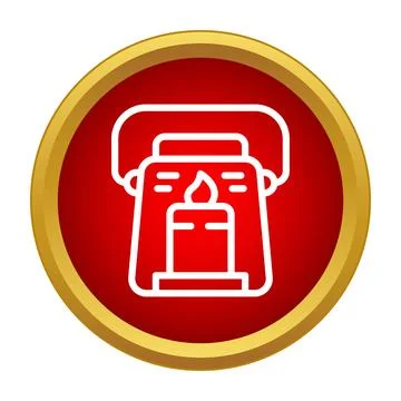 Red lantern icon with burning candle inside Stock Illustration
