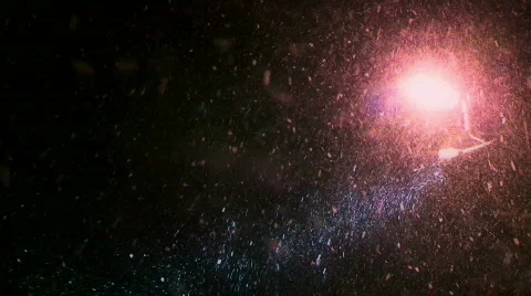 Red lantern illuminates the snowfall Stock Footage 750218