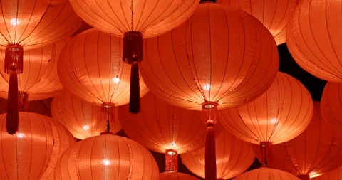 Red lantern for lunar new year at night Stock Footage 102403113