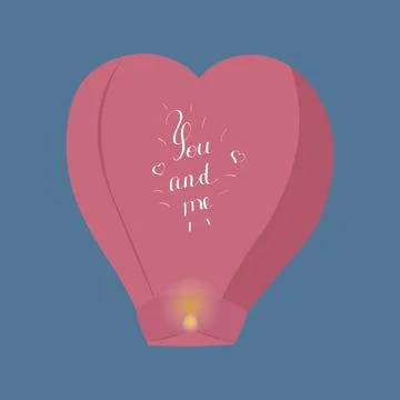 Red Lantern with quote on a blue background. Vector paper flying glow light for Stock Illustration