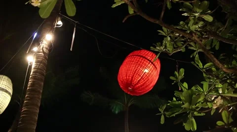 Red lantern in Thailand. Flashlights. Stock Footage 52755745