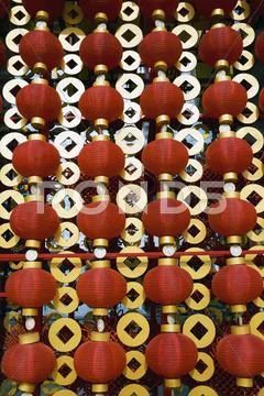 Red lanterns decorating the chinese new year Stock Photos