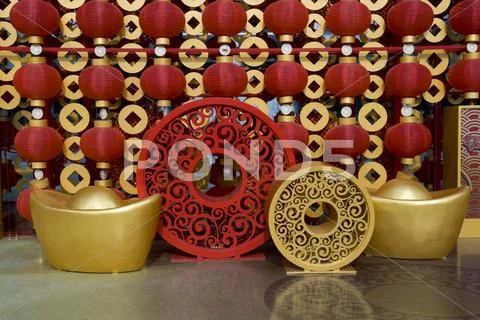 Red lanterns decorating the chinese new year Stock Photos