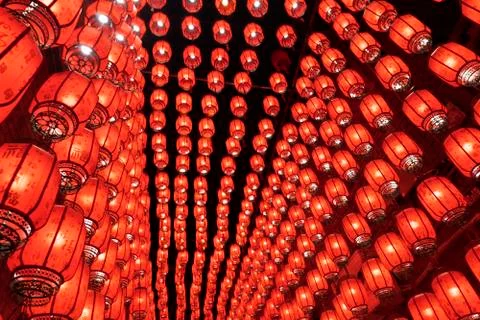 Red lanterns at night Stock Photos