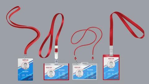 Red Lanyards with Identification Badges Stock Illustration