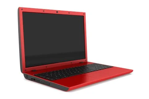Red laptop isolated on white background Stock Illustration