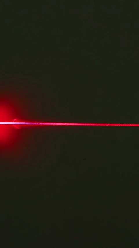 Red Laser Beam Emitting Light in Physics Optical Experiment Stock Footage 347632334