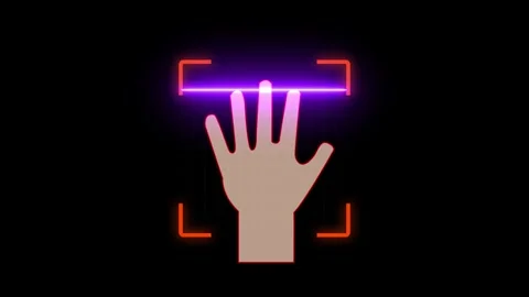 Red Laser Hand Scan UI  Biometric Security, Palm Recognition, and Digital A.. Stock Footage 309041497