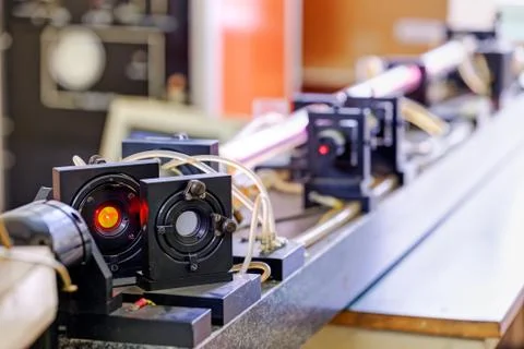 Red laser in laboratory Stock Photos