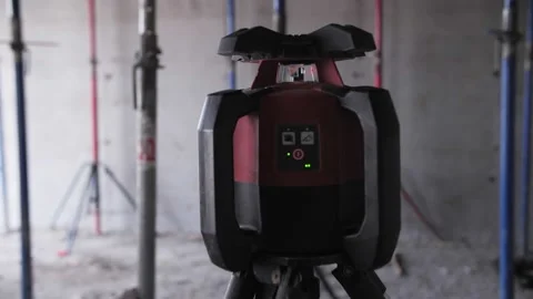 Red laser is leveling device central device to level construction site Stock Footage 178120477