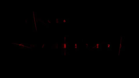 Red Laser Lines and Numbers on a Black Background: An Abstract and Technolo.. Stock Footage 309842524