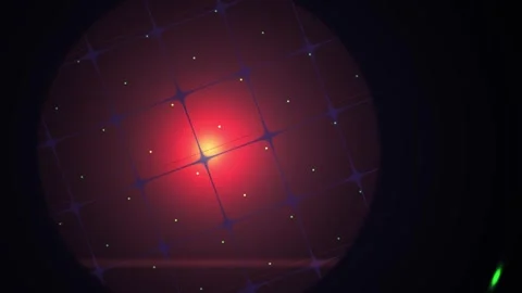Red laser target with crosshairs on dark background. Stock Footage 335540133