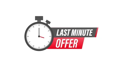 Red last minute offer button sign, flat modern label, alarm clock countdown logo Stock Footage 153488248