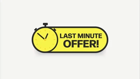 Red last minute offer button sign, flat modern label, alarm clock countdown logo Stock Footage 195822158