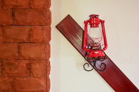 Red latern on the wall Stock Photos