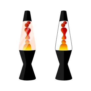 Red lava lamp with liquid gradient. Concept of 70s decor astro lamp. Stock Illustration