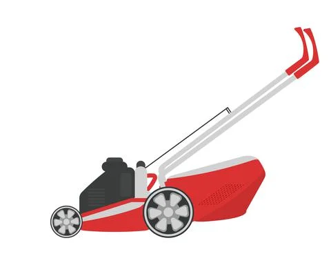 Red lawn mower. Illustration. 스톡 일러스트