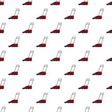 Red lawn mower seamless pattern for gardening background Stock Illustration