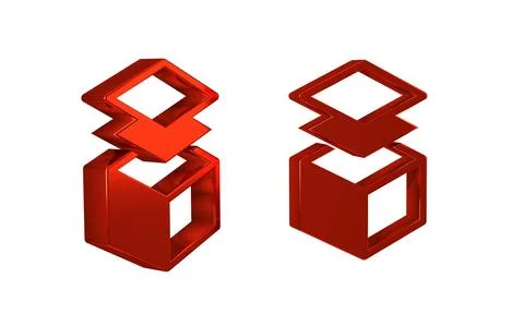 Red Layers icon isolated on transparent background. Stock Illustration