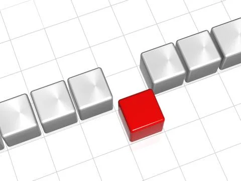 The red leader in front of the row Stock Illustration